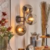 Koyoto globe light, wall light chrome, clear, Smoke-coloured, 3-light sources