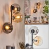 Gastor globe light, wall light Amber, clear, Smoke-coloured, 3-light sources