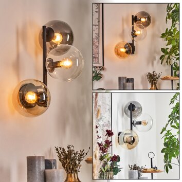 Gastor globe light, wall light Amber, clear, Smoke-coloured, 3-light sources