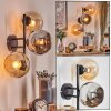 Koyoto globe light, wall light Amber, chrome, Smoke-coloured, 3-light sources