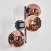 Koyoto globe light, wall light coppery, 3-light sources