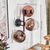 Koyoto globe light, wall light clear, coppery, 3-light sources