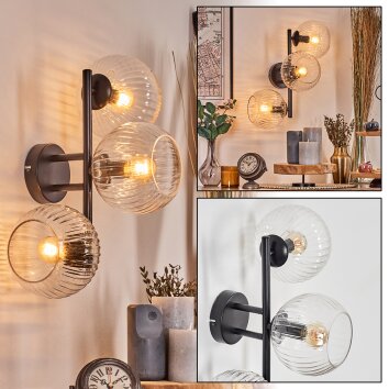 Koyoto globe light, wall light clear, 3-light sources
