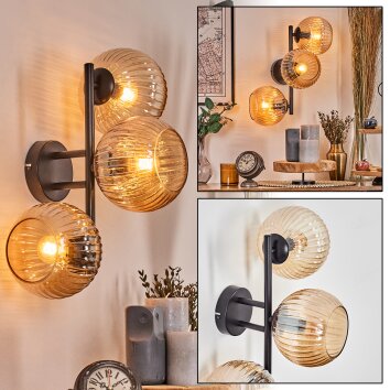 Koyoto globe light, wall light Amber, 3-light sources