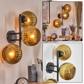 Koyoto globe light, wall light gold, 3-light sources