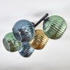 Koyoto ceiling light, globe light blue, gold, green, 5-light sources