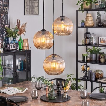 Koyoto hanging light, globe light, Cluster pendant lamp 30 cm Amber, 3-light sources