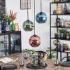 Ripoll hanging light, globe light, Cluster pendant lamp blue, green, coppery, 3-light sources