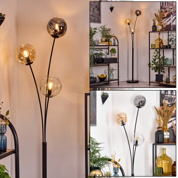 Ripoll globe light, floor lamp Amber, clear, Smoke-coloured, 3-light sources
