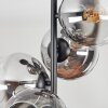 Koyoto ceiling light, globe light 32 cm chrome, clear, Smoke-coloured, 4-light sources