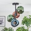 Ripoll ceiling light, globe light blue, green, coppery, 4-light sources