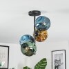 Ripoll ceiling light, globe light blue, gold, green, 4-light sources