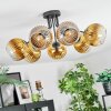 Koyoto ceiling light, globe light 82 cm gold, clear, 7-light sources