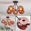 Ripoll ceiling light, globe light coppery, 5-light sources
