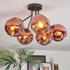 Ripoll ceiling light, globe light coppery, 5-light sources