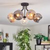Ripoll ceiling light, globe light Amber, clear, Smoke-coloured, 5-light sources