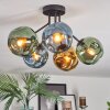 Ripoll ceiling light, globe light blue, gold, green, 5-light sources