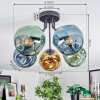 Ripoll ceiling light, globe light blue, gold, green, 5-light sources