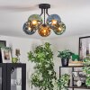 Ripoll ceiling light, globe light blue, gold, green, 5-light sources