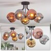 Ripoll ceiling light, globe light chrome, gold, coppery, Smoke-coloured, 5-light sources