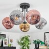 Ripoll ceiling light, globe light chrome, gold, coppery, Smoke-coloured, 5-light sources