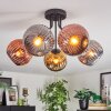 Ripoll ceiling light, globe light chrome, gold, coppery, Smoke-coloured, 5-light sources