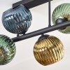 Koyoto ceiling light, globe light blue, gold, green, 6-light sources