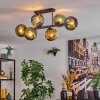 Koyoto ceiling light, globe light blue, gold, green, 6-light sources