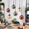 Gastor hanging light, globe light, pendant light Amber, chrome, coppery, Smoke-coloured, 6-light sources