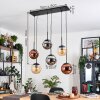 Gastor hanging light, globe light, pendant light Amber, chrome, coppery, Smoke-coloured, 6-light sources