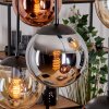 Gastor hanging light, globe light, pendant light Amber, chrome, coppery, Smoke-coloured, 6-light sources