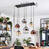 Gastor hanging light, globe light, pendant light Amber, chrome, clear, coppery, Smoke-coloured, 6-light sources