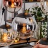 Gastor hanging light, globe light, pendant light Amber, chrome, clear, coppery, Smoke-coloured, 6-light sources