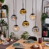 Gastor hanging light, globe light, pendant light Amber, gold, clear, Smoke-coloured, 6-light sources