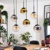Gastor hanging light, globe light, pendant light Amber, gold, clear, Smoke-coloured, 6-light sources