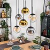 Gastor hanging light, globe light, pendant light Amber, gold, clear, Smoke-coloured, 6-light sources