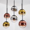 Gastor hanging light, globe light, pendant light chrome, gold, clear, coppery, Smoke-coloured, 6-light sources