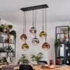 Gastor hanging light, globe light, pendant light chrome, gold, clear, coppery, Smoke-coloured, 6-light sources