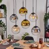 Gastor hanging light, globe light, pendant light Amber, gold, clear, Smoke-coloured, 6-light sources