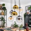 Gastor hanging light, globe light, pendant light Amber, gold, clear, Smoke-coloured, 6-light sources