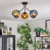 Koyoto ceiling light, globe light 42 cm blue, gold, green, clear, 3-light sources