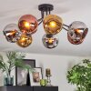 Ripoll ceiling light, globe light chrome, gold, coppery, Smoke-coloured, 7-light sources