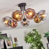 Ripoll ceiling light, globe light chrome, gold, clear, coppery, Smoke-coloured, 7-light sources