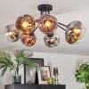 Ripoll ceiling light, globe light chrome, gold, clear, coppery, Smoke-coloured, 7-light sources