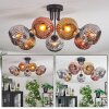 Ripoll ceiling light, globe light chrome, gold, coppery, Smoke-coloured, 7-light sources