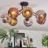 Ripoll ceiling light, globe light chrome, gold, coppery, Smoke-coloured, 7-light sources