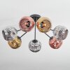 Ripoll ceiling light, globe light chrome, gold, coppery, Smoke-coloured, 7-light sources