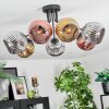 Ripoll ceiling light, globe light chrome, gold, coppery, Smoke-coloured, 7-light sources