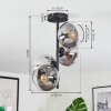 Koyoto ceiling light, globe light 32 cm clear, Smoke-coloured, 4-light sources