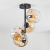 Ripoll ceiling light, globe light Amber, clear, 4-light sources